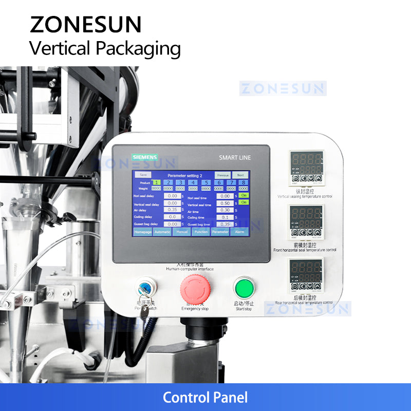 ZONESUN ZS-FS120Q Vertical Powder Packing Machine | Automatic Sachet Auger Filler and Sealer 30-40BPH