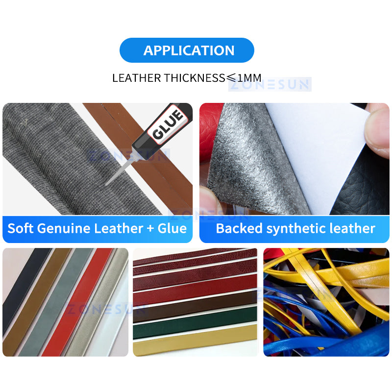 ZONESUN ZS-LSF2 Manual Leather Belt Rolling Machine Die Cutter Shoulder Strap Leather Laminating Folding Machine