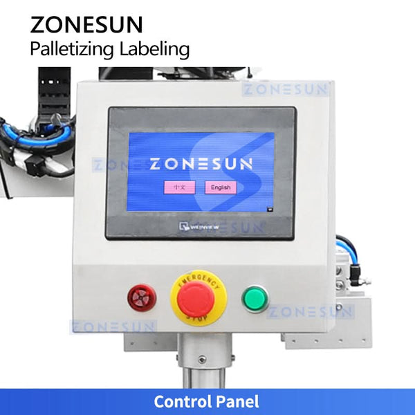 ZONESUN ZS-TB70DM Dual-Lane Automatic Bag Palletizing & Bundle Labeling Machine with Twin Conveyors and Robotic Arms