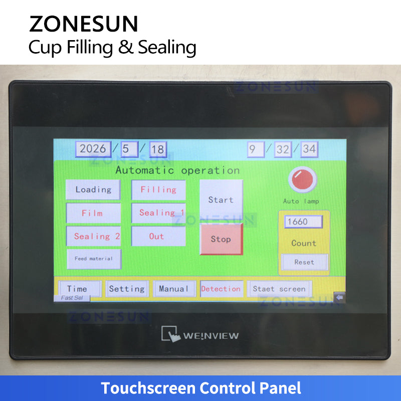 ZONESUN ZS-AFS01P Automatic 4-Head Cup Filling and Sealing Machine for Yogurt Pudding Jelly Sauce and Liquid Food Packaging