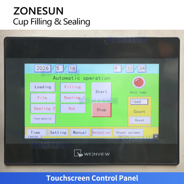 ZONESUN ZS-AFS01P Automatic 4-Head Cup Filling and Sealing Machine for Yogurt Pudding Jelly Sauce and Liquid Food Packaging