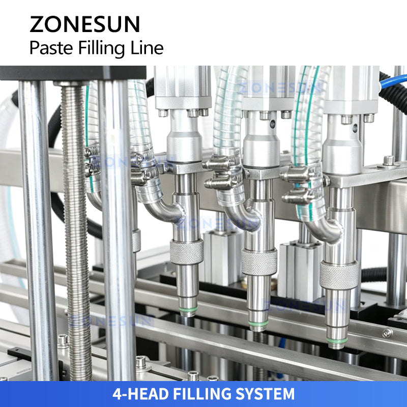 NESUN ZS-FAL180G10 Automatic Paste Filling and Capping Line with 4-Head Servo Filler