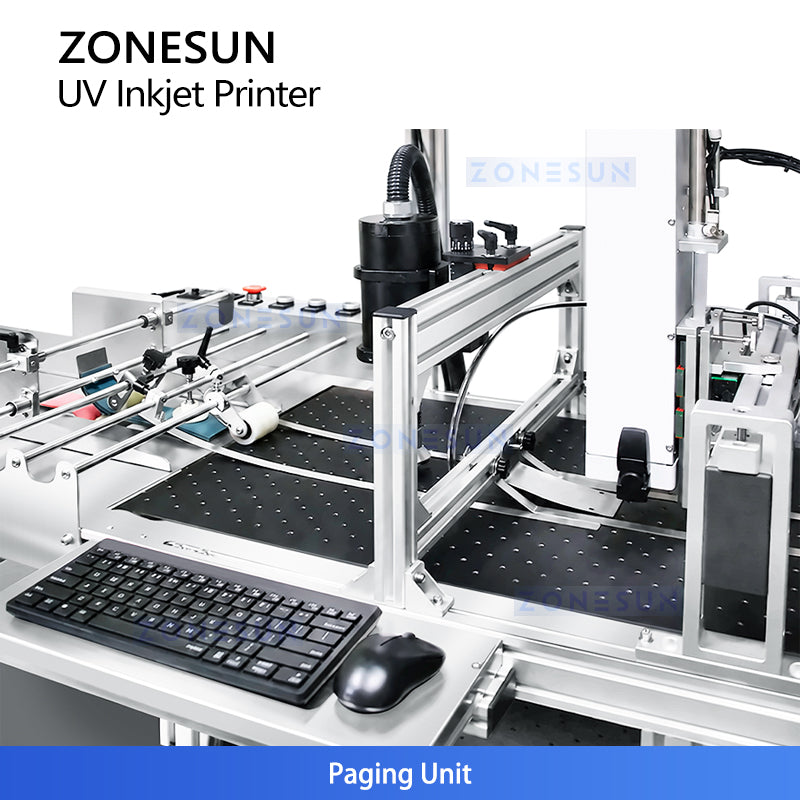 ZONESUN ZS-SUV1 UV Inkjet Printer with Paging Machine for Flat Pouch and Paper Boxes Coding