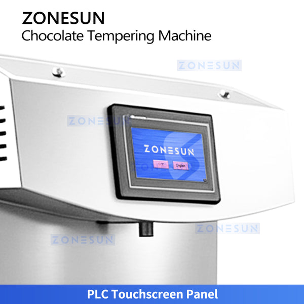 ZONESUN ZS-CG25 Automatic Chocolate Tempering Machine 25L for Chocolate Molding Enrobing and Small Production
