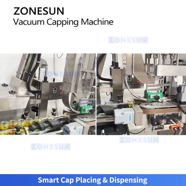 ZONESUN ZS-AFK180 Automatic Continuous Metal Lug Caps Vacuum Capping Machine For Twist‑off Caps