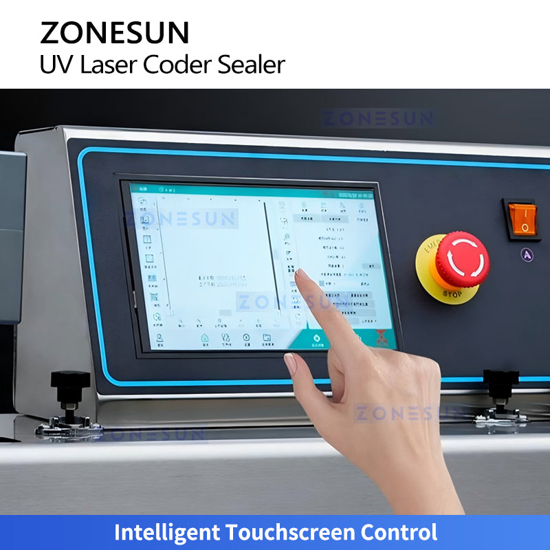 ZONESUN ZS-FR100LC Continuous Band Sealer with UV Laser Coding Bag Sealing Machine