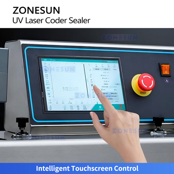 ZONESUN ZS-FR100LC Continuous Band Sealer with UV Laser Coding Bag Sealing Machine