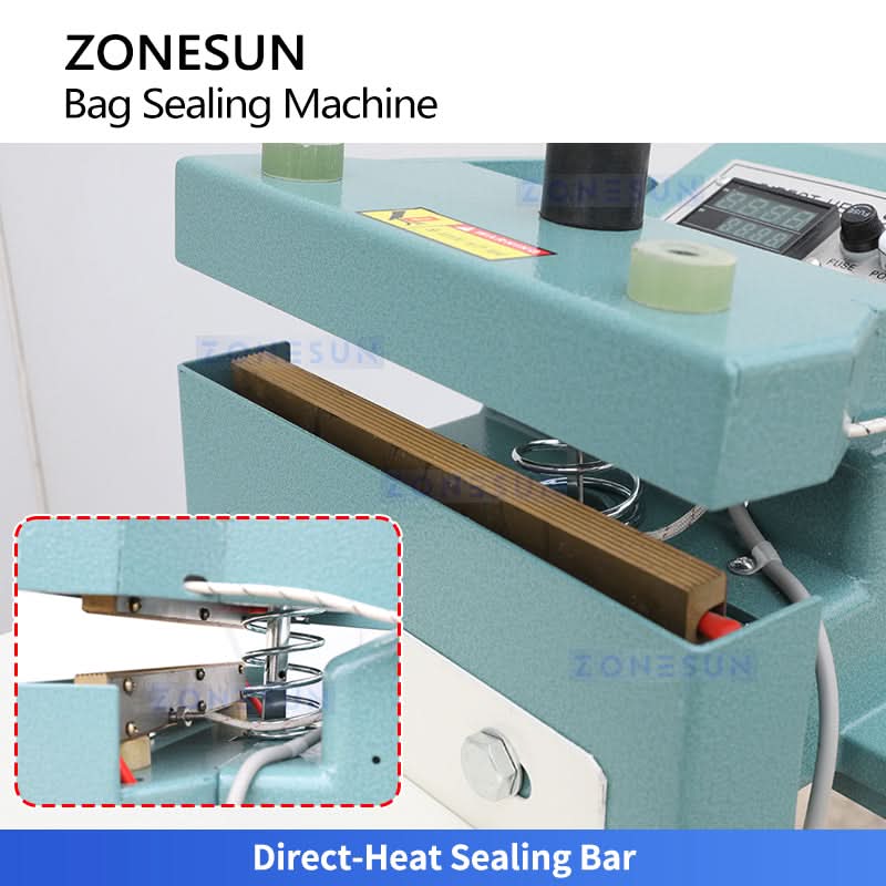 ZONESUN ZS-FK200 Pneumatic Direct Heat Bag Sealer for Mylar Foil Pouches Aluminum Foil Bags and Laminated Packaging