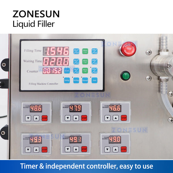 ZONESUN ZS-MP5000 Semi-automatic 6 Nozzles Magnetic Pump Liquid Filling Machine