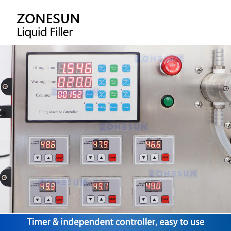 ZONESUN ZS-MP5000 Semi-automatic 6 Nozzles Magnetic Pump Liquid Filling Machine