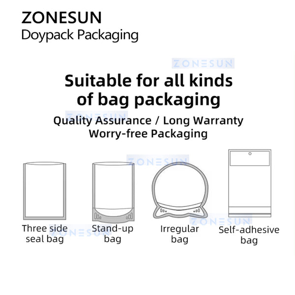 ZONESUN ZS-FSFM1 Automatic Doypack Powder Filling and Sealing Machine | 1g–500g Precision Pouch Packaging