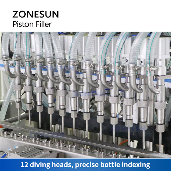ZONESUN ZS-YT12T-12PX 12 Nozzles Servo Motor Paste Filling Machine With Feeding Pump