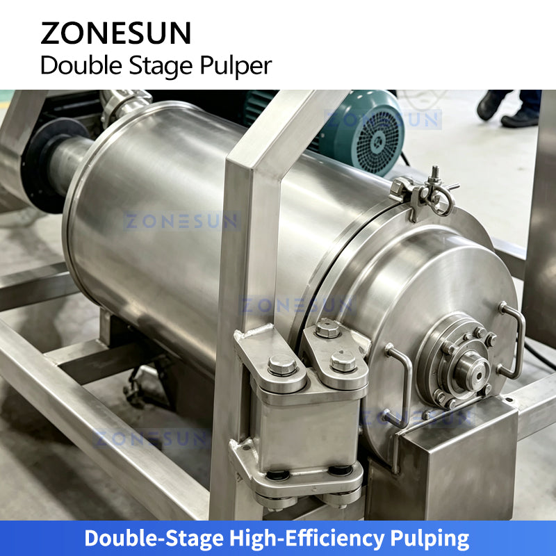 ZONESUN ZS-ZJ02 Fruit Pulper Machine Automatic Double Stage Pulping Equipment for Juice & Puree Production