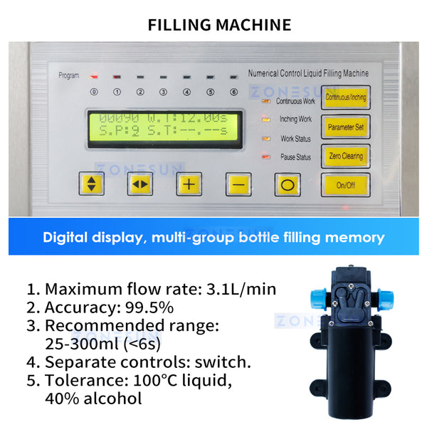 ZONESUN ZS-DTYT160A2 Automatic Filling Machine Liquid Bottle Filler