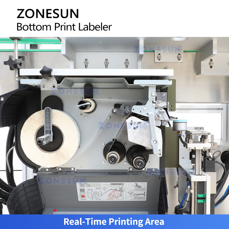 ZONESUN ZS-512F Automatic Bottom Labeling Machine with Real-Time Printing and RFID Verification