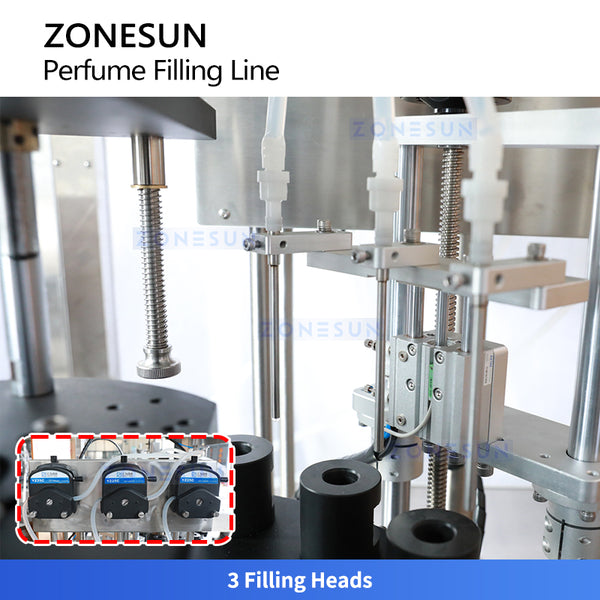 ZONESUN ZS-FALU7 Automatic 3 Heads Peristaltic Pump Essential Oils Collagen Youth Drink Production Line