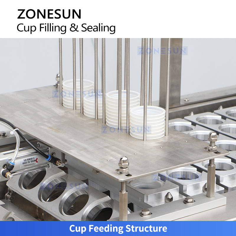 ZONESUN ZS-AFS01P Automatic 4-Head Cup Filling and Sealing Machine for Yogurt Pudding Jelly Sauce and Liquid Food Packaging