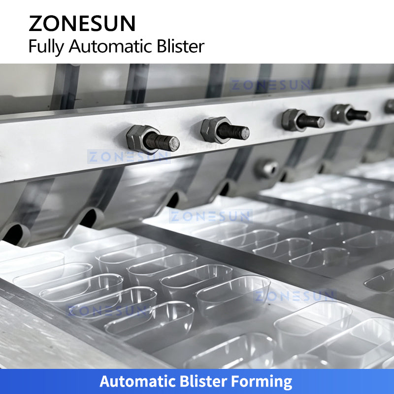 ZONESUN ZS-HFQ2 Automatic Blister Packaging Machine with Thermoforming, Heat Sealing and Punching System for Retail Product Packaging