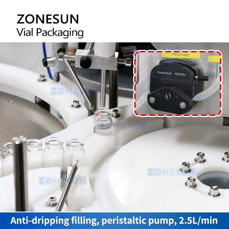ZONESUN ZS-AFC20 Automatic Vial Peristaltic Pump Liquid Filling Cappin