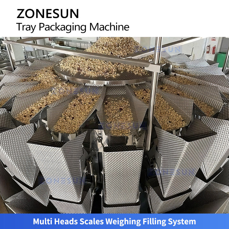 ZONESUN ZS-GWF7 Automatic Cup Filling and Sealing Production Line for Dried Fruits, Nuts & Granular Food Packaging