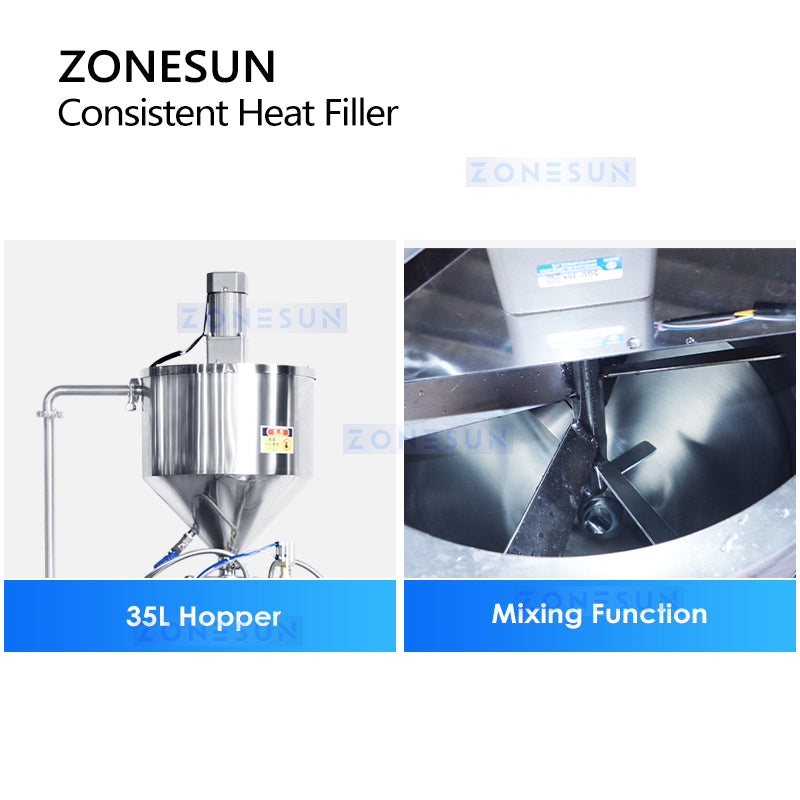 ZONESUN Paste Filling Machine Consistent Heating and Mixing Filling System ZS-WCHJ1C