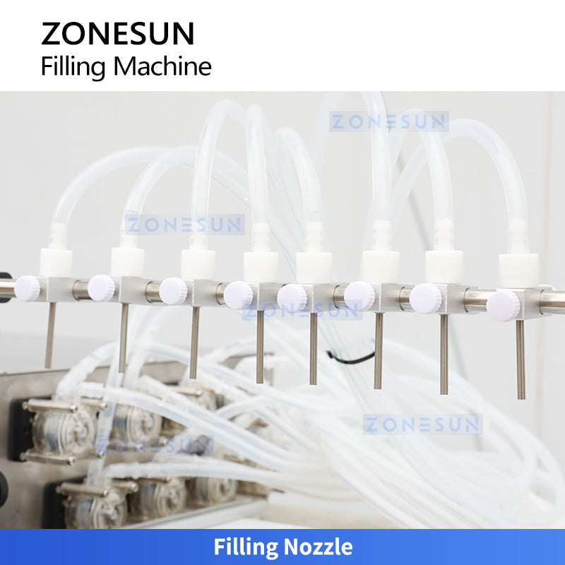 ZONESUN ZS-YTPP8 Peristaltic Pump Filling Machine 8 Head Essential oil Perfume Dose Liquid Filling Equipment