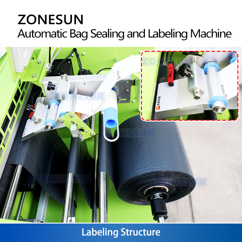 ZONESUN ZS-TB103 Automatic Bag Sealing and Labeling Machine