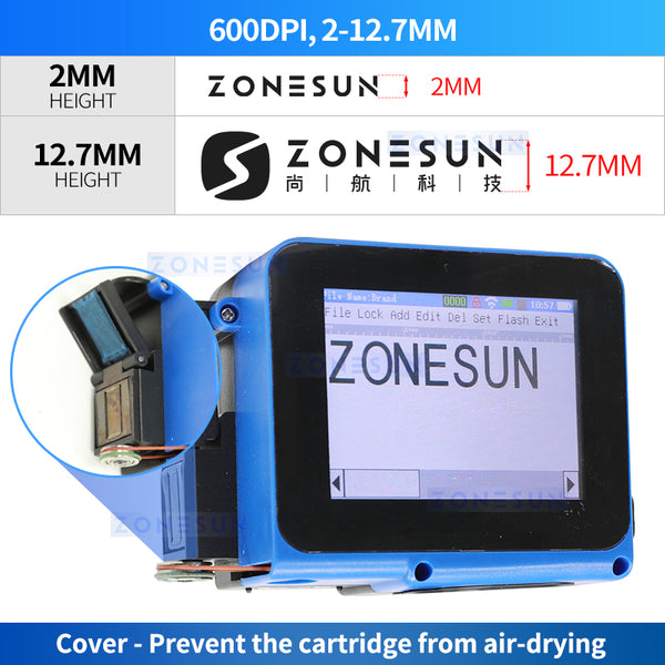 ZONESUN ZS-DC1S Portable Inkjet Printer for Batch Coding & Barcode Labeling