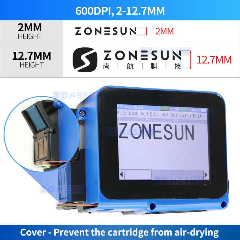 ZONESUN ZS-DC1S Portable Inkjet Printer for Batch Coding & Barcode Labeling