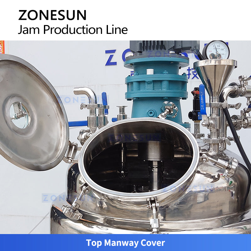 ZONESUN ZS-MB300L3 Triple Tank Mixing System for High Viscosity Sauce, Paste and Emulsion Production with Vacuum Mixing and Heating