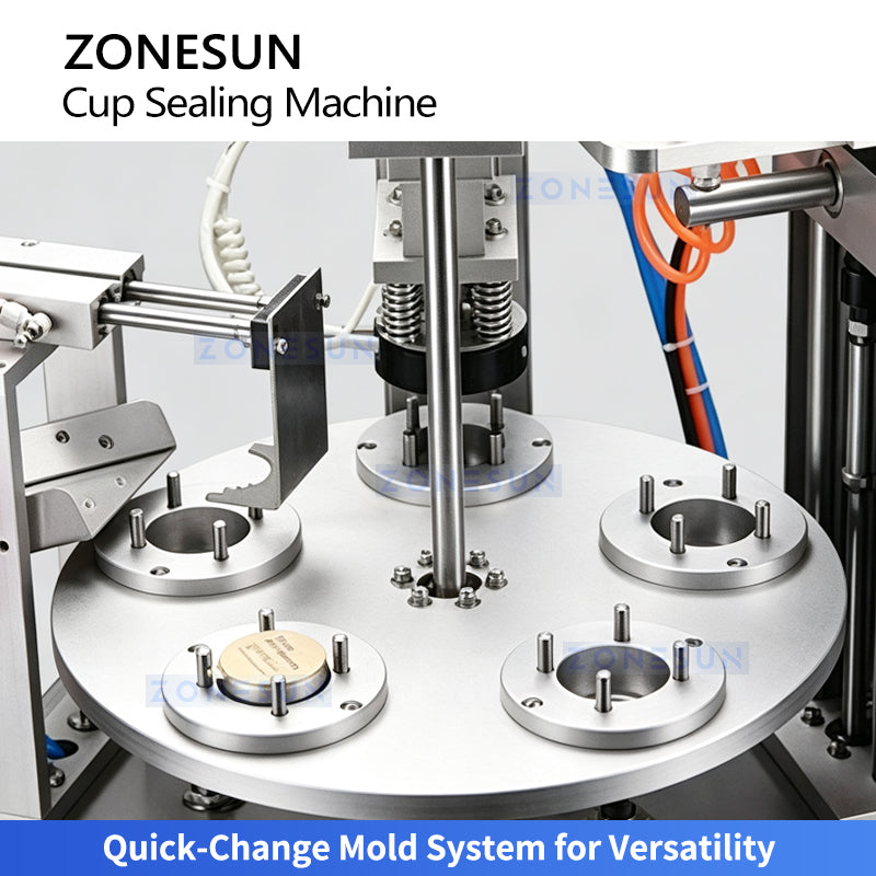 ZONESUN ZS-KCS6 Automatic Pneumatic Rotary Heat Sealing Machine for Cups & Cans