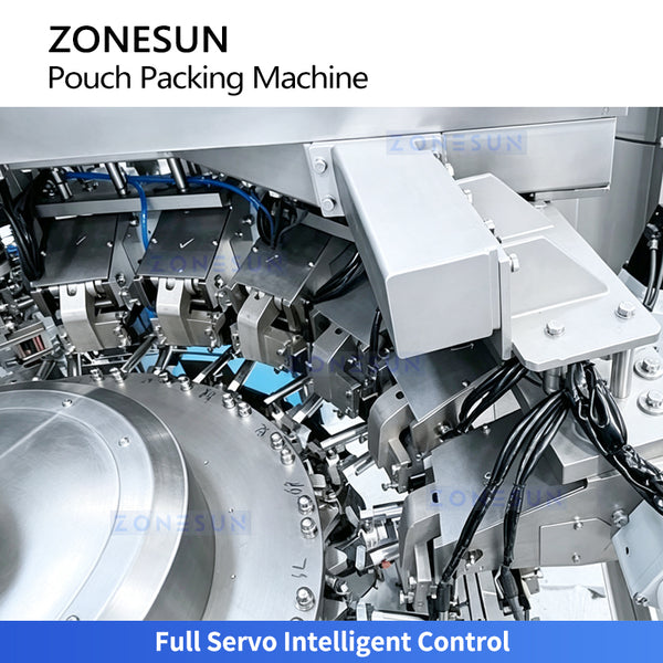 ZONESUN ZS-SPFC8 Automatic Dual Channel Pouch Packing Machine for Flat Bags Zipper Bags and Stand-Up Pouches