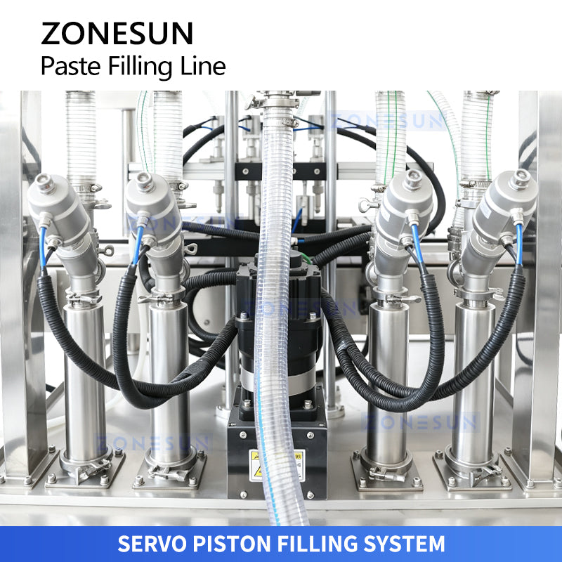 NESUN ZS-FAL180G10 Automatic Paste Filling and Capping Line with 4-Head Servo Filler
