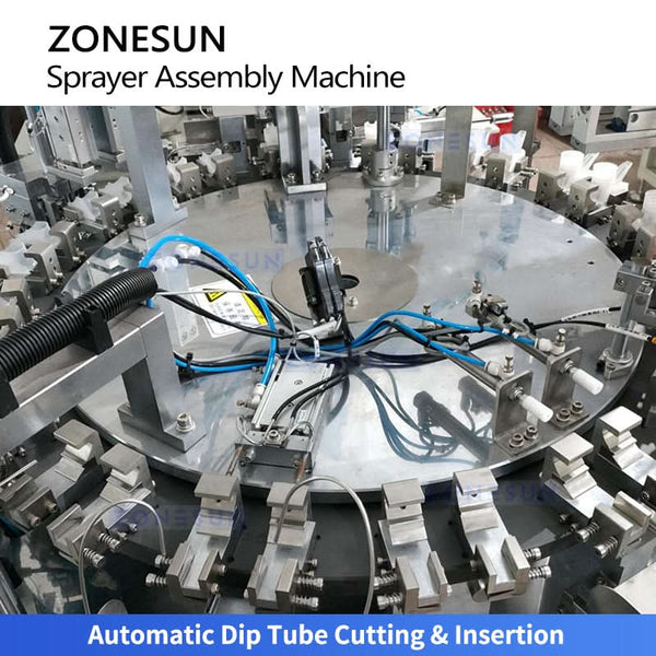 ZONESUN ZS-WIM06 Fully Automatic Trigger Sprayer Pump Assembly Machine with Dip Tube Cutting & Robotic Assembly System