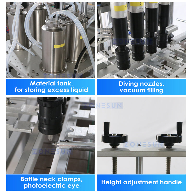 ZONESUN ZS-FAL180X Gravity Bottle Filler Automatic Perfume Bottle Liquid Vacuum Filling Capping Machine
