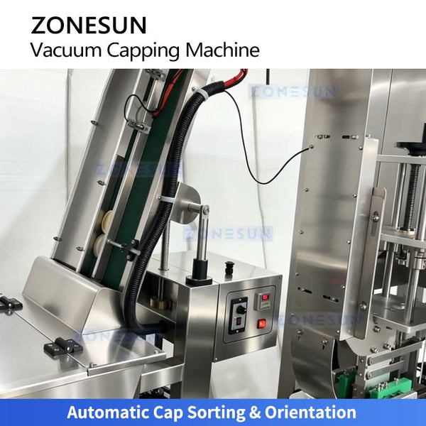 ZONESUN ZS-AFK180 Automatic Continuous Metal Lug Caps Vacuum Capping Machine For Twist‑off Caps