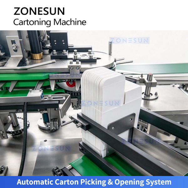 ZONESUN ZS-MSZH30L Automatic Top Load Cartoning Machine for Bottles and Food Granules