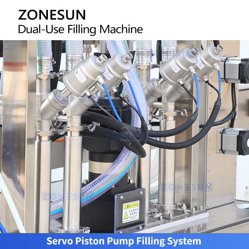 ZONESUN ZS-SVGT4D Dual-System Servo Filling Machine for Liquids & Paste Creams Shampoos Peristaltic Piston Pump Filler