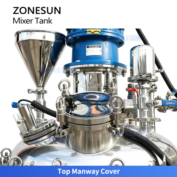 ZONESUN ZS-VMB200L 200L Vacuum Homogenizing Emulsifier Mixer Tank for Cream Lotion Sauce and Pharmaceutical Emulsion Production