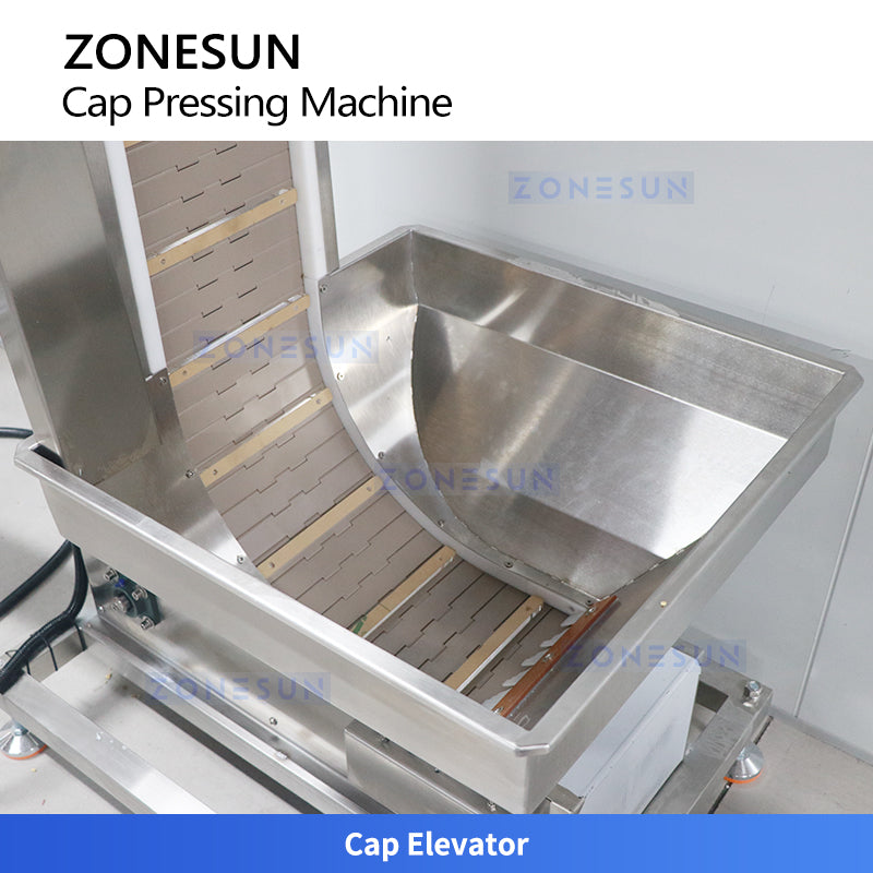 ZONESUN ZS-SGYG01 Automatic Cup Lid Pressing Machine with Cap Elevator Yogurt Cup Pressing Machine
