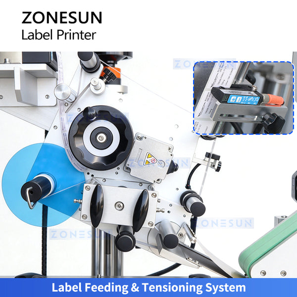 ZONESUN ZS-TB823R Automatic Real-Time Print & Apply Labeling Machine for Vials & Small Round Bottles