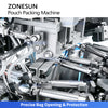 ZONESUN ZS-SPFC8 Automatic Dual Channel Pouch Packing Machine for Flat Bags Zipper Bags and Stand-Up Pouches