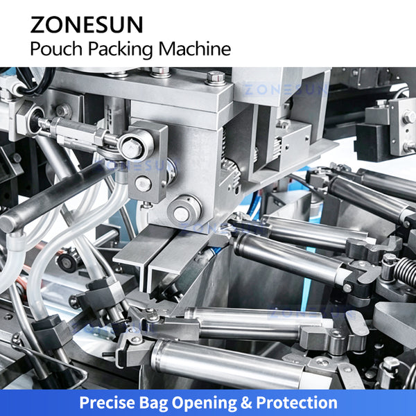 ZONESUN ZS-SPFC8 Automatic Dual Channel Pouch Packing Machine for Flat Bags Zipper Bags and Stand-Up Pouches