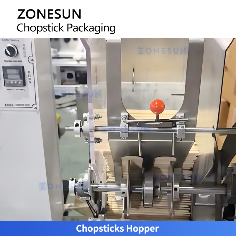 ZONESUN ZS-KZ60 Automatic Chopstick Packaging Machine with Printing & IR Drying, High Speed Paper Sleeve Packing Machine for Disposable Chopsticks