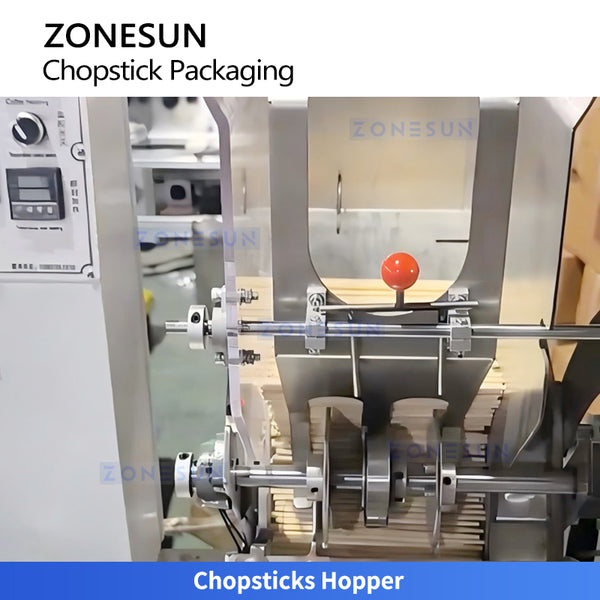 ZONESUN ZS-KZ60 Automatic Chopstick Packaging Machine with Printing & IR Drying, High Speed Paper Sleeve Packing Machine for Disposable Chopsticks
