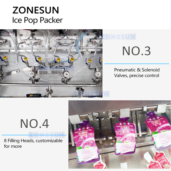 ZONESUN ZS-FS8 Ice Pop Packer Stick Filling Sealing Machine