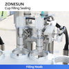 ZONESUN ZS-AFS02R Automatic Cup Filling and Sealing Machine for Yogurt, Sauce, Beverage & Liquid Packaging