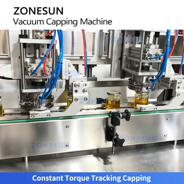 ZONESUN ZS-AFK180 Automatic Continuous Metal Lug Caps Vacuum Capping Machine For Twist‑off Caps
