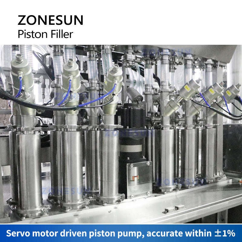 ZONESUN ZS-YT12T-12PX 12 Nozzles Servo Motor Paste Filling Machine With Feeding Pump