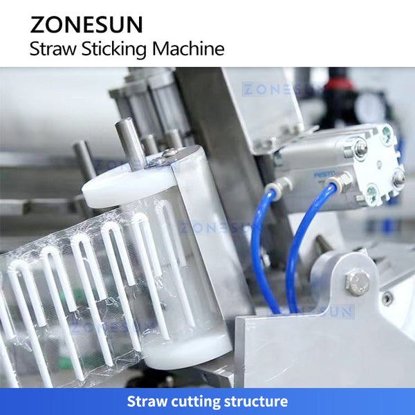 ZONESUN ZS-SZT1 Automatic Milk Beverage Straw Pasting Machine Straw Applicator